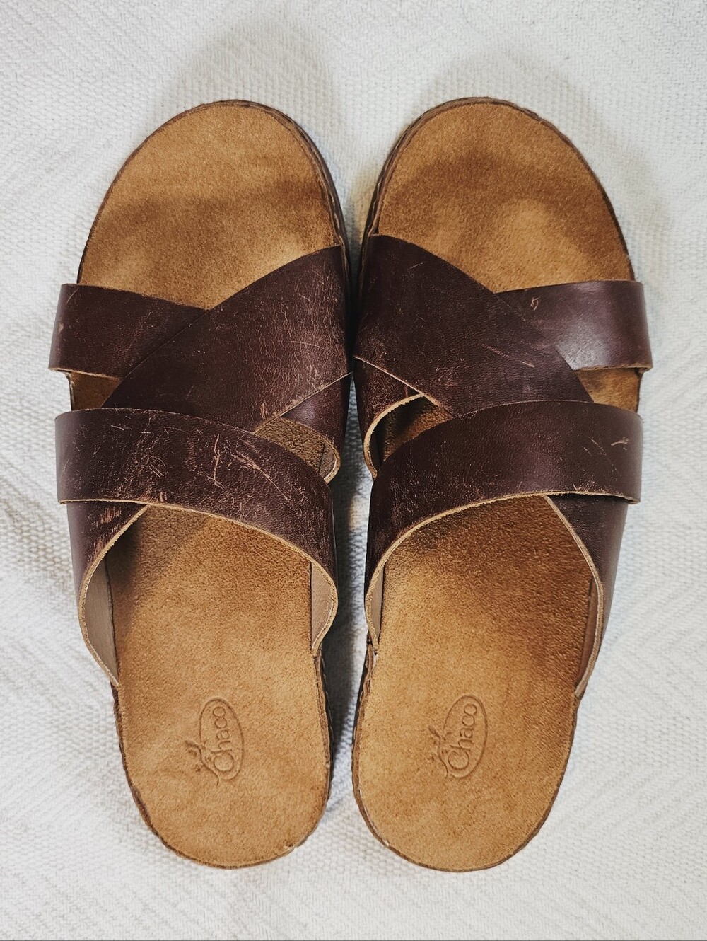 Chaco | Wayfarer Slide Sandal Toffee Brown Leather Womens 9